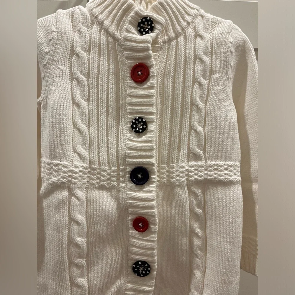 Gymboree size XS (3-4) winter white cardigan with colored buttons